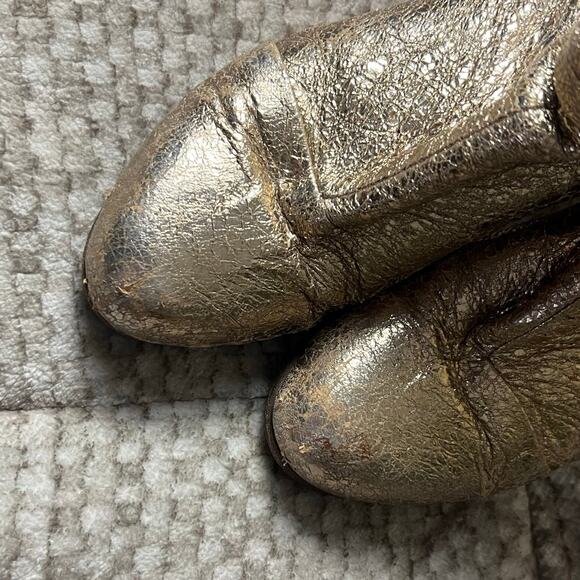 Rag & Bone Newberry Gold Distressed Chunky Heel Ankle Boots 7.5 - Picture 11 of 13